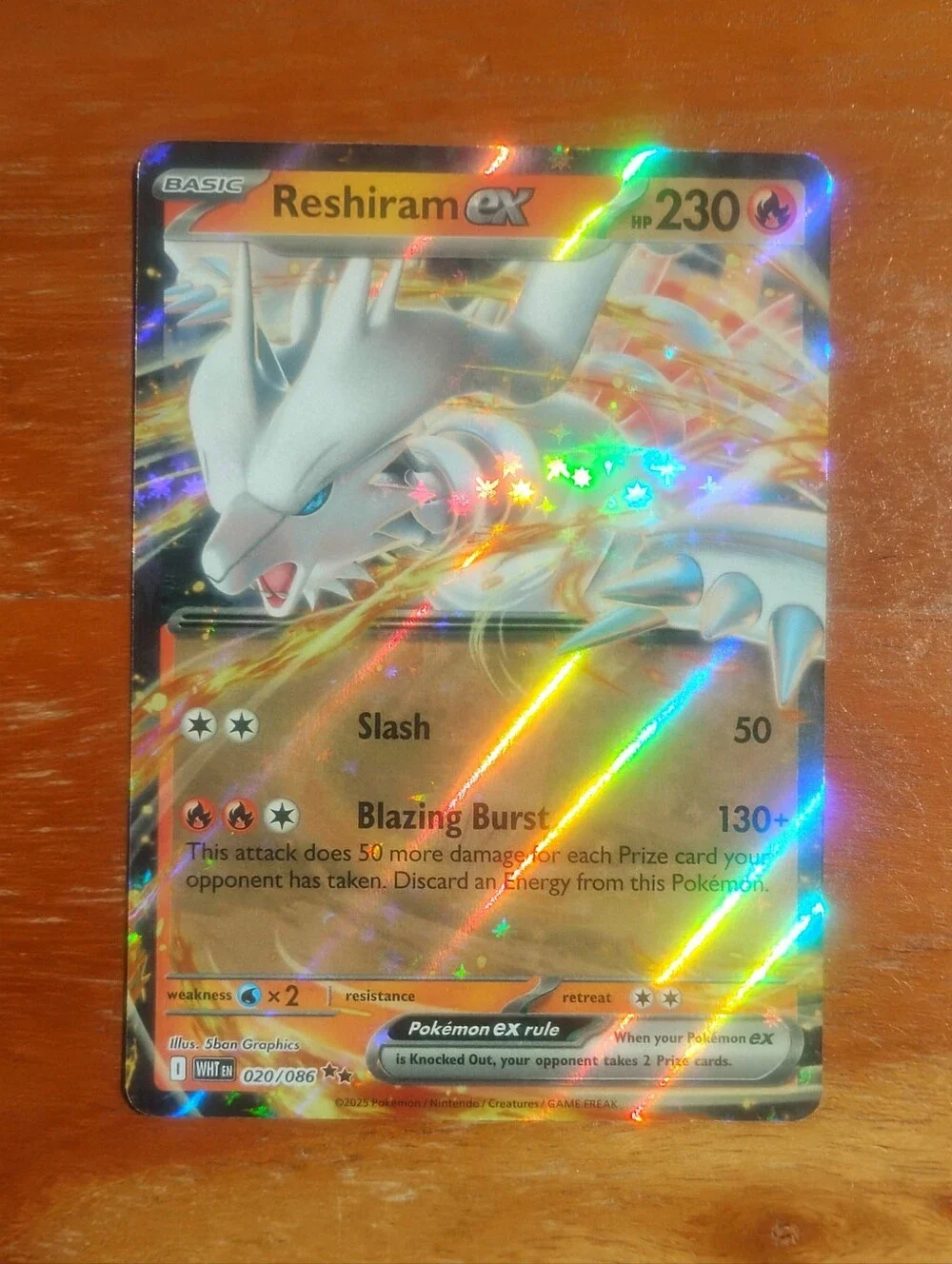 Mint 2025 Holo Reshiram EX 020/086 White Flare Pokemon Card